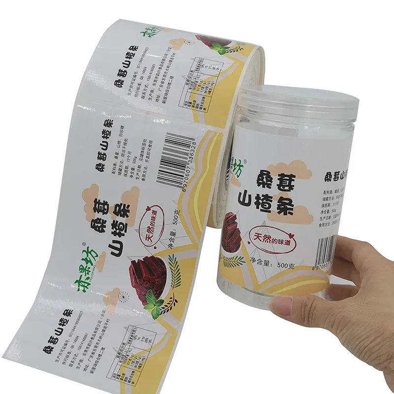 Kunden spezifische Etiketten für Lebensmittel behälter Offset Gedruckte Rolle Peel Off Label Wasserdichte Vinyl Aufkleber Aufkleber Rolle