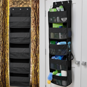 Organizzatore da Porta <span class=keywords><strong>GORILLA</strong></span> <span class=keywords><strong>GRIP</strong></span> con 5 Ripiani Profondi, Capacità 22 kg, Leggero e Portatile, 3 Ganci in Metallo, 58x15 Pollici, Nero - Product Image 2