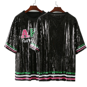 Abiti Casual personalizzati OEM verde rosa per Aka abito da donna con paillettes T-Shirt eco-lavabile con vita naturale - Product Image 2