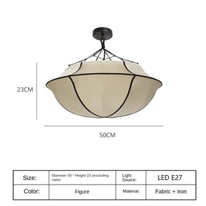 Modern Luxury Rectangle Hanging Lamps Fabric Metal Frame Indoor Home Hotel Restaurant Decorations High Quality Home Decoration - Product Image 2