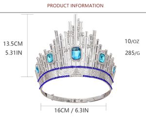 Couronne de Reine de Beauté Ajustable Ronde Miss Monde Championne Spectacle Scénique Cristal Baroque Grande Couronne - Product Image 2