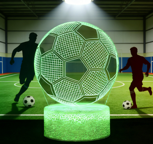 Lampe de nuit moderne en acrylique LED 3D avec contrôle tactile, facile à personnaliser, lampe de football Euro Cup pour les fans de sport, cadeau - Product Image 1