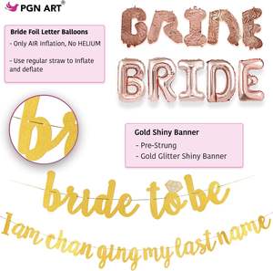 Kit de fournitures pour fête de future mariée, décorations pour enterrement de vie de jeune fille avec ballons de fête, bannière et écharpe « Future Mariée », et pompon pour bague - Product Image 3