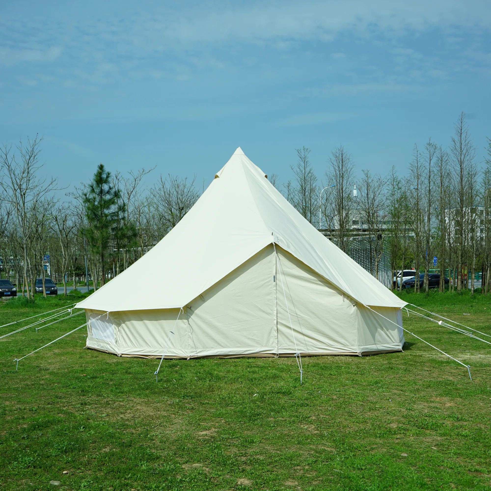 5M Family Canvas Glocken zelt 6M Großes Luxus-Baumwoll-Canvas-Glocken zelt mit 4 Fenstern Outdoor-Camping ausrüstung für 4 Jahreszeiten