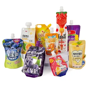 Nieuwe Aankomst Op Maat Gemaakte Dranksap Vloeibare Voedselverpakking Aluminiumfolie Drinktuitzakken Staan Tuitzak