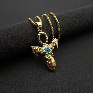 Men's Stainless Steel Cross <b>Necklace</b> With Horus Eye Pendant Gift Jewelry DZ801 - Product Image 3