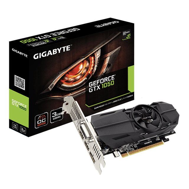 Used GIGABYTE GeForce GTX 1050 OC Low Profile GPU Integrated with 3GB GDDR5 Memory Graphics Card (GV-N1050OC-3GL)