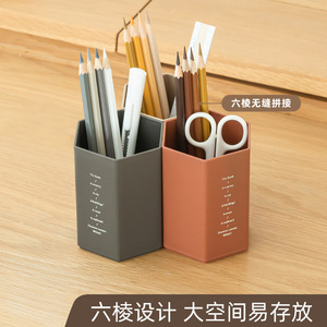 Hexagonal Plastic <b>Pen</b> Holder Large Capacity Desktop Organizer For Office Student Stationery <b>White</b> With Poem Design - Product Image 3