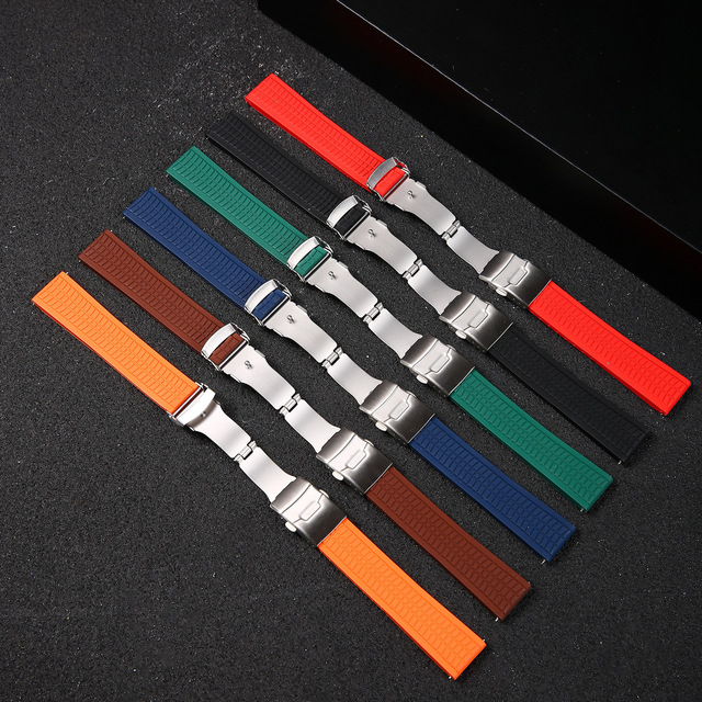 Lionorm 20/22/24mm Quick Release Cts Fkm Watch Straps Custom Tropic Fluorine Rubber Diver Watch Bands Black Orange Navy Blue