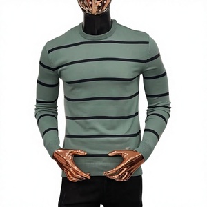 Pull décontracté d'hiver pour homme à col rond, manches longues, chaud, anti-plis, en nylon et acrylique, motif jacquard lettré, anti-boulochage sur le devant - Product Image 2