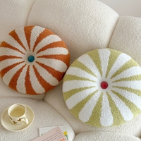 Adorable Coussin Rond en Peluche Motif Jacquard Polyester Style Européen et Américain pour Décoration de Salon et de Chambre
