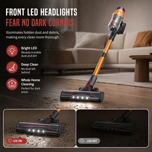 Aspiradora inalámbrica PV18 con potente succión de 37 kPa, filtración de 6 capas, luz LED, aspiradora de mano para el hogar, pelo de mascotas y alfombras - Product Image 2