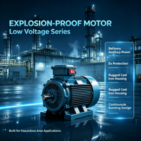 Moteur à basse tension robuste et antidéflagrant avec enroulement en cuivre, moteur AC antidéflagrant, moteur électrique ignifuge