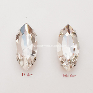 Colore personalizzato all'ingrosso della pietra preziosa di vetro allentato Flatback in acciaio inossidabile artiglio impostazione pietra di cristallo fantasia cucire su strass - Product Image 5