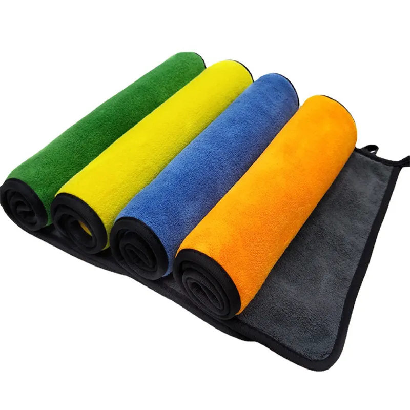 red black white grey color leather cloth edgeless wringer rags detailing cleaning drying microfiber car wash towel