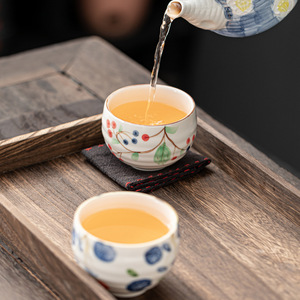<b>Ceramic</b> Hand Painted Tea <b>Cup</b> With Flower Pattern Retro Design For Afternoon Tea - Product Image 4