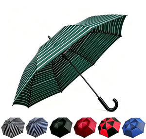 Parapluie de golf de luxe minimaliste à couche unique, grande taille, coupe-vent, imperméable, ouverture automatique, poignée incurvée en plastique, personnalisable avec logo - Product Image 3