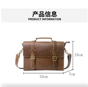 Maletín de Cuero Genuino Andong para Portátil de 13 Pulgadas, Bolso de Mano para Hombre, Bolso Bandolera de Negocios - Product Image 3