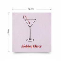 Weihnachts-Cocktail-Servietten mit Festtagsmotiv, 3-lagig, aus Frischholzfasern, Einweg-Papierservietten für Bars und Feiertagsfeiern, Individuell Anpassbar
