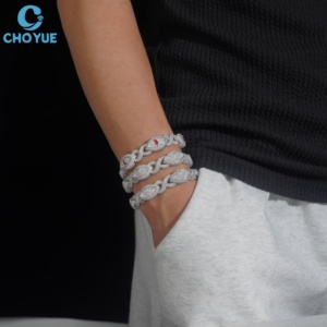 Pulsera de Plata 925 con Moissanita para Mujer, Corte Marquesa, Baño de Rodio, Cadena de Lujo, Joyería para Fiesta, Estilo Hip Hop Iced Out, Cadena Ojos - Product Image 5