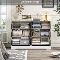 Commode en chêne massif, meuble de rangement latéral en bois blanc, large commode avec 6 tiroirs à fermeture douce, mobilier de chambre nordique