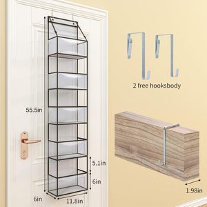 Over The Door Hanging Organizer 5 <b>Shelf</b> Clear <b>Plastic</b> Pockets Large Capacity Storage For Pantry Closet Bathroom - Product Image 2