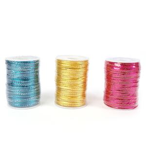 Vente en gros de fil d'or 5 # fil polyester brillant soie bricolage bracelets faits à la main cordes tissées corde de suspension colorée cordon de satin - Product Image 3