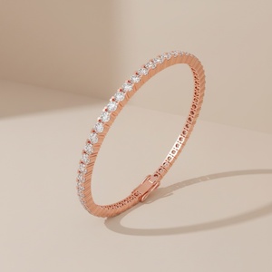 Solid 10K 14K 18K Gold Full Lab Grown Diamond Tennis Bracelet VVS Luxury Bangle Bracelet Valentine's Day <b>Gift</b> - Product Image 1