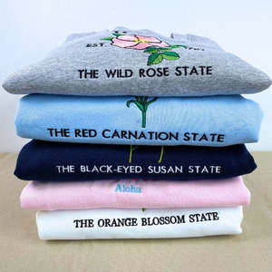 Georgia State Sweat-shirt ou sweat à capuche brodé 3D <span class=keywords><strong>Cherokee</strong></span> <span class=keywords><strong>Rose</strong></span> Flower Woven Front Badge Winter & Autumn Gift Est 1788 - Product Image 6