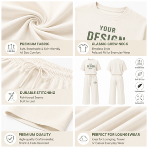 Ensemble 2 pièces pour femmes, vêtements de détente en coton personnalisés, t-shirt et pantalon, 100% coton, vêtements de maison décontractés, pyjama - Product Image 2