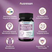 Ausreson Probiotiques pour la Santé Vaginale Adulte, Équilibre Prébiotique, Lactobacillus, Complément Naturel, Végétalien, Capsules de Probiotiques pour Femmes