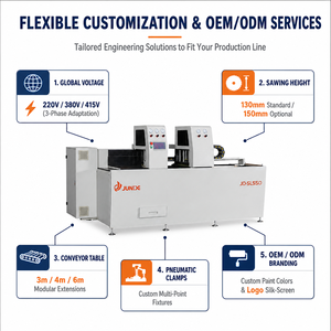 Sierra de corte automática CNC JUNDE sin residuos de material, con alimentación servoaccionada, para perfiles de muro cortina de aluminio - Product Image 1