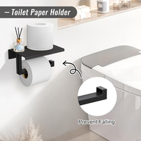 Ensemble de 5 accessoires de salle de bain suspendus, support mural auto-adhésif en acier inoxydable, barre porte-serviettes de 24 pouces avec crochet