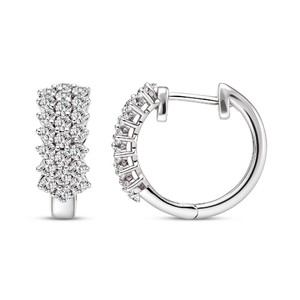 Boucles d'oreilles créoles classiques en diamant de laboratoire taille ronde pour femme, couleur VVS VS EF, en argent sterling 925, or 10KT 14KT 18KT, tendance - Product Image 3