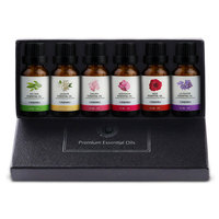 Ensemble d'huiles essentielles naturelles pures de 20ml de marque privée comprenant un arbre à thé d'eucalyptus, romarin, lavande, rose, oud pour diffuseur d'arômes.