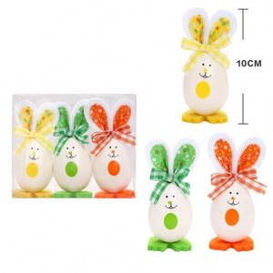 3pcs <b>Easter</b> Eggs Bunny Egg <b>Ornaments</b> Cute <b>Easter</b> Decoration Gift Decorative Rabbit Eggs for Dresser Bookshelf Desk Dining Table - Product Image 2