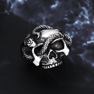 Yunnique – bague crâne de serpent pour hommes, bijoux Punk de style sombre pour Halloween, bagues à la mode, ton argenté, taille 8 9 10 11 12 - Product Image 3