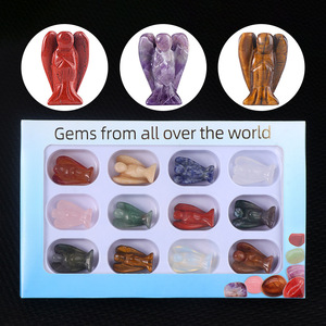 Natural Crystal Agate Gemstone Angel Engraved Eco-friendly 12PCS Color Box Nordic Tiger Eye Statue Ornaments Sculpture - Product Image 2