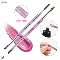 Kit de vernis gel effet œil de chat pailleté en promotion avec 2 pinceaux double embout et 1 baguette magnétique pour techniciennes ongulaires