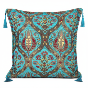 Housse de coussin en tissu chenille turc de style tulipe turquoise - Product Image 2