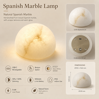 Lampe de table sans fil en marbre naturel de qualité supérieure, lumière ambiante LED rechargeable, lampe décorative moderne minimaliste de luxe