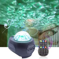 Speaker Bluetooth 3 in 1 hitam, lampu malam proyektor langit berbintang bintang gelombang laut LED Laser