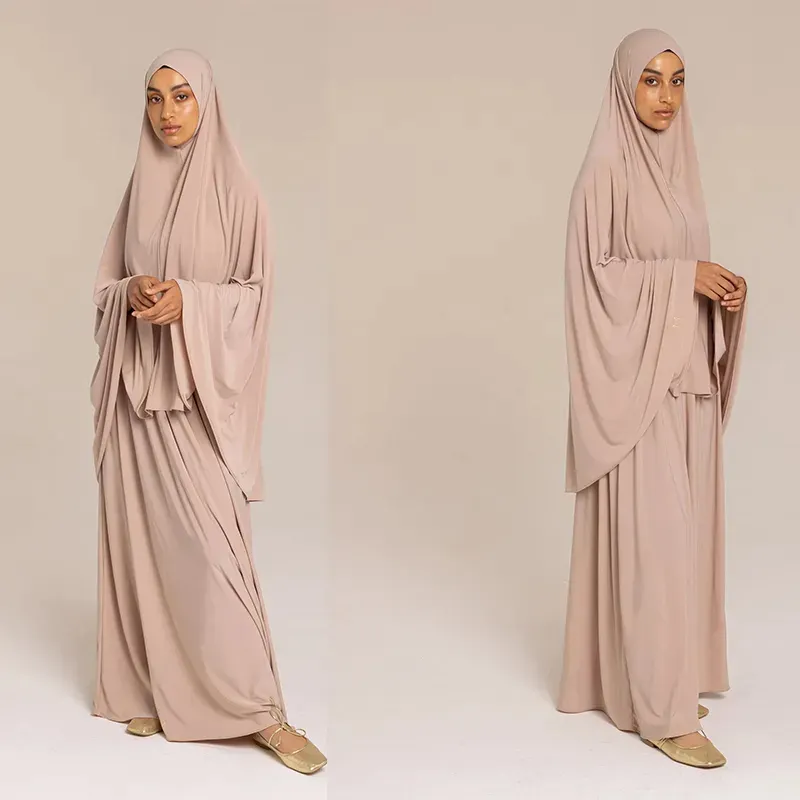 工場カスタムドバイ伝統的なイスラム教徒の服女性の必須ファッショントルコNida Niqabジルバブフルレングスの祈りKhimar