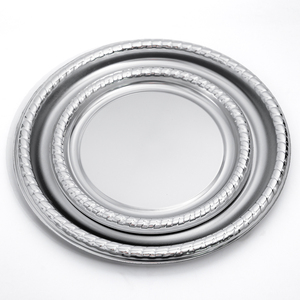 Assiettes rondes jetables en PS, finition laminée, couleurs or et <span class=keywords><strong>argent</strong></span> personnalisables pour mariage, fête, hôtel, événement, vaisselle - Product Image 4