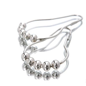 Venta al por mayor T207 12 unidades/paquete Ganchos para cortinas resistentes al óxido, de acero inoxidable pulido con acabado níquel satinado y 5 bolas de rodamiento para ducha - Product Image 6