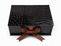 Boîte cadeau rigide à double couche avec texture crocodile de luxe, avec logo estampé à chaud, pour l'emballage de cosmétiques, de parfums et de bijoux