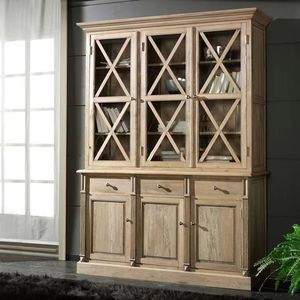 Librería de Madera Maciza con Puerta Grande de Vidrio para Sala de Estar de Villa de Alta Gama de Estilo Nórdico Antiguo - Product Image 2