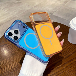 เคสโทรศัพท์กันกระแทก TPU+PC สีสดใส สำหรับ iPhone 16 15 14 13 17Pro Max รองรับการชาร์จไร้สาย ป้องกันเลนส์แม่เหล็ก ฝาหลังใส - Product Image 4