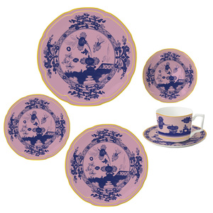 Service de vaisselle rose et bleu à motif floral, assiettes rondes, bol, tasse, soucoupe, pour mariage et hôtel - Product Image 4
