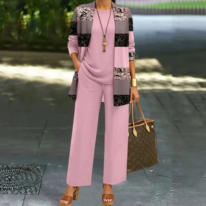 Women's 3 Piece Set <b>Red</b> Floral Top Vest Pants Casual <b>Suit</b> SMLXL2XL3XL4XL5XL Europe America Middle East Style - Product Image 3